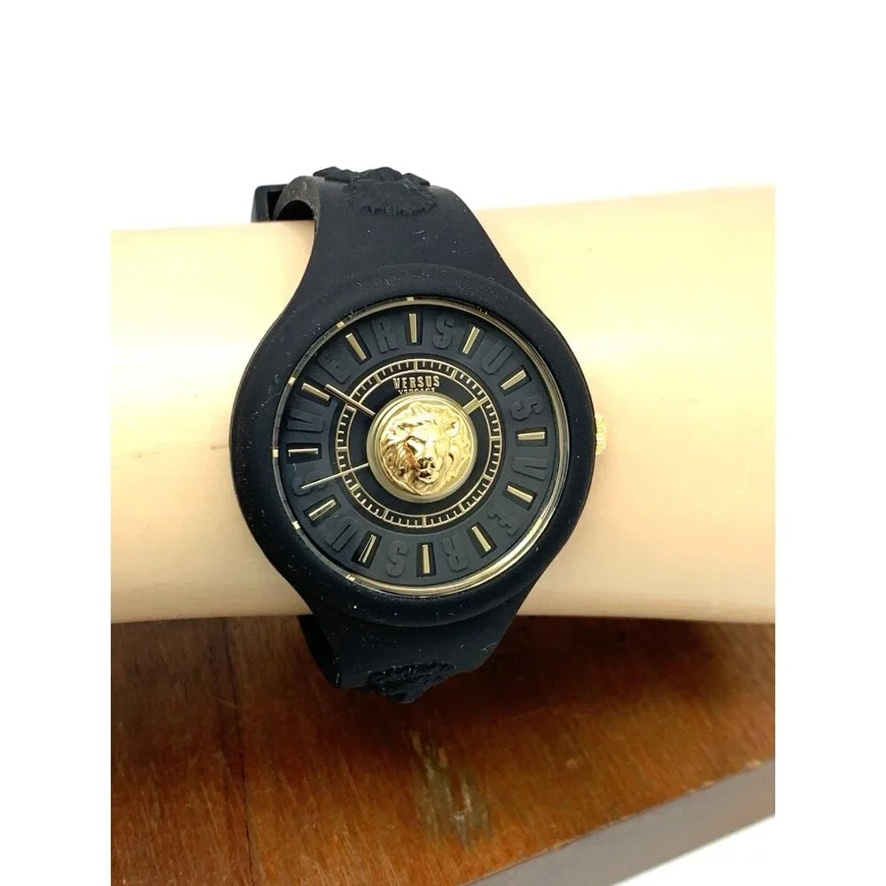 Versus by Versace Women's Watch VSPOQ1G21 Quartz Gold Black Rubber Band 40mm